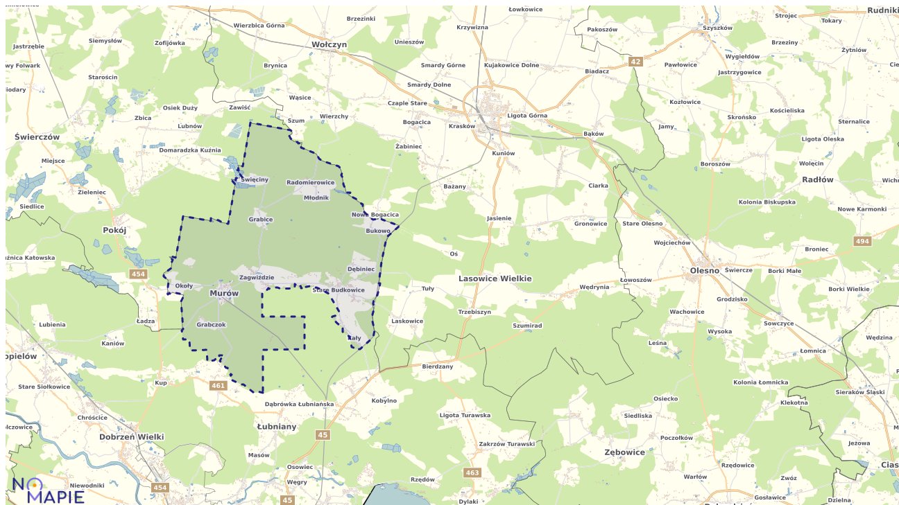 Mapa obszarów ochrony przyrody Murowa
