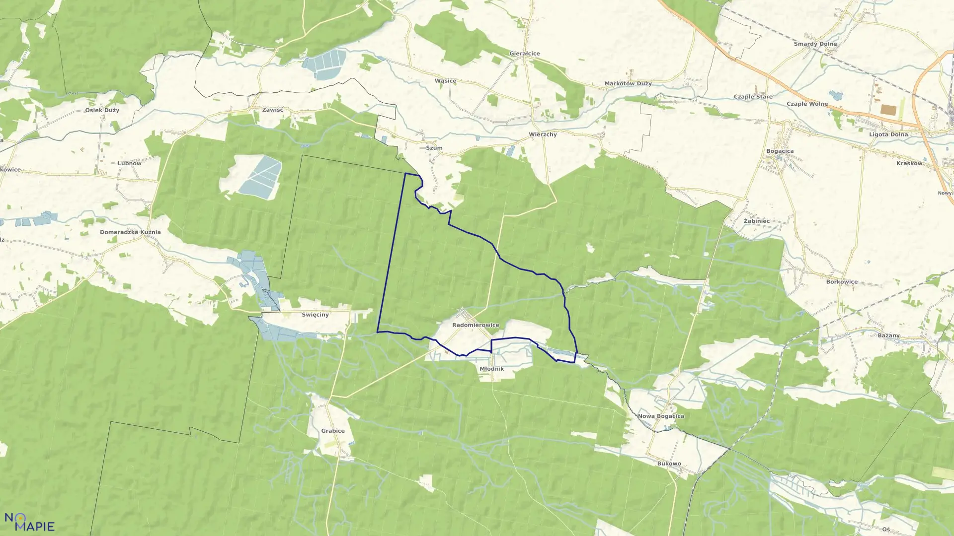 Mapa obrębu RADOMIEROWICE w gminie Murów