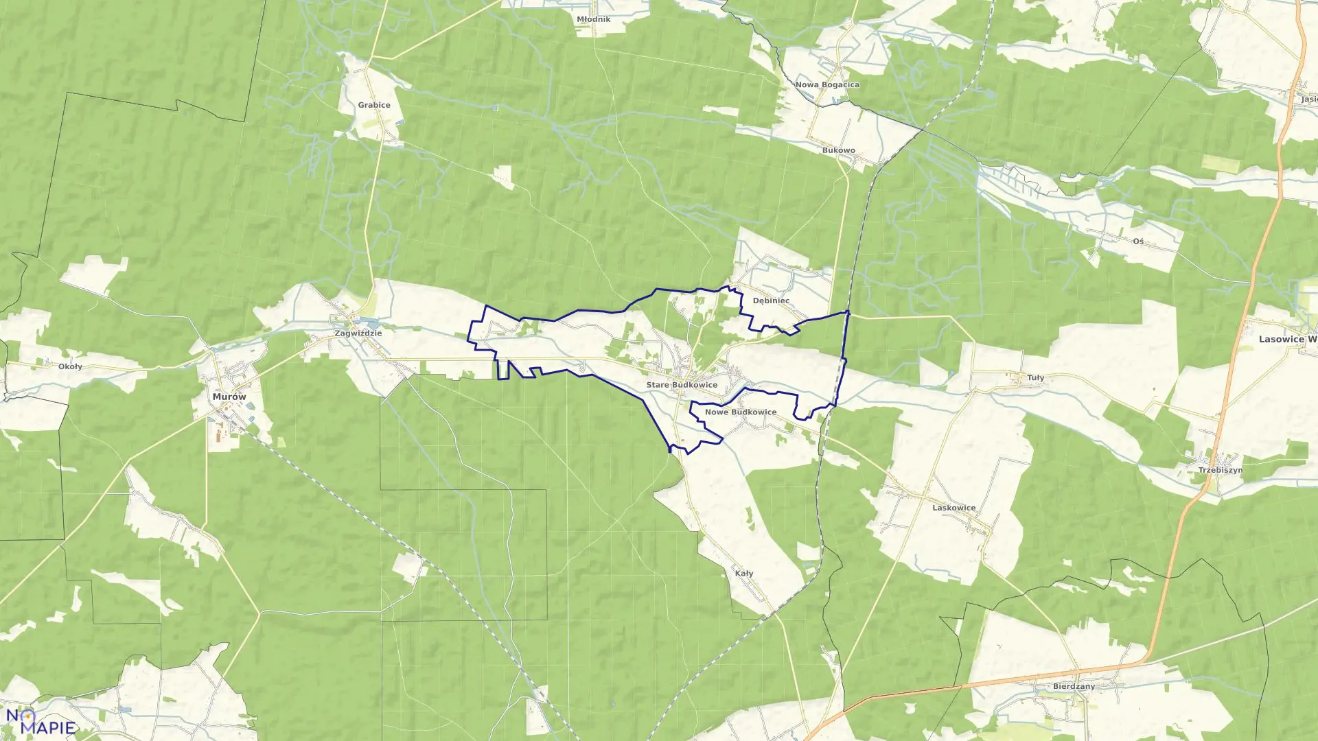 Mapa obrębu STARE BUDKOWICE w gminie Murów